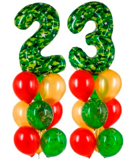 Фонтаны из шаров с цифрами 23 "Камуфляж"