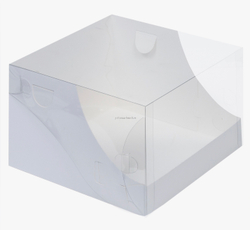 Коробка для торта с прозрачной крышкой 20,5 х 20,5 х 14 cм, белая