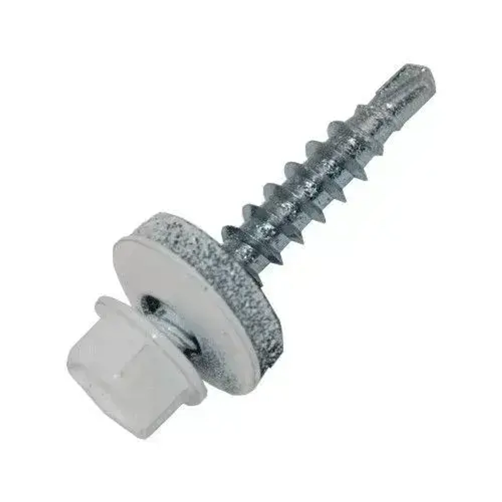 Саморез кровельный белый 5,5х19мм 7 штук