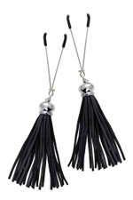 Зажимы на соски с кисточками из замши Pecado черные