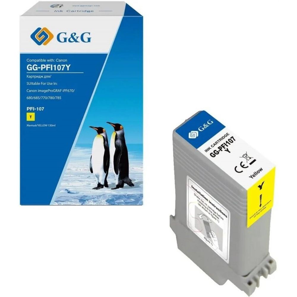 Картридж G&amp;G, аналог Canon PFI-107Y (6708B001) желтый 130ml