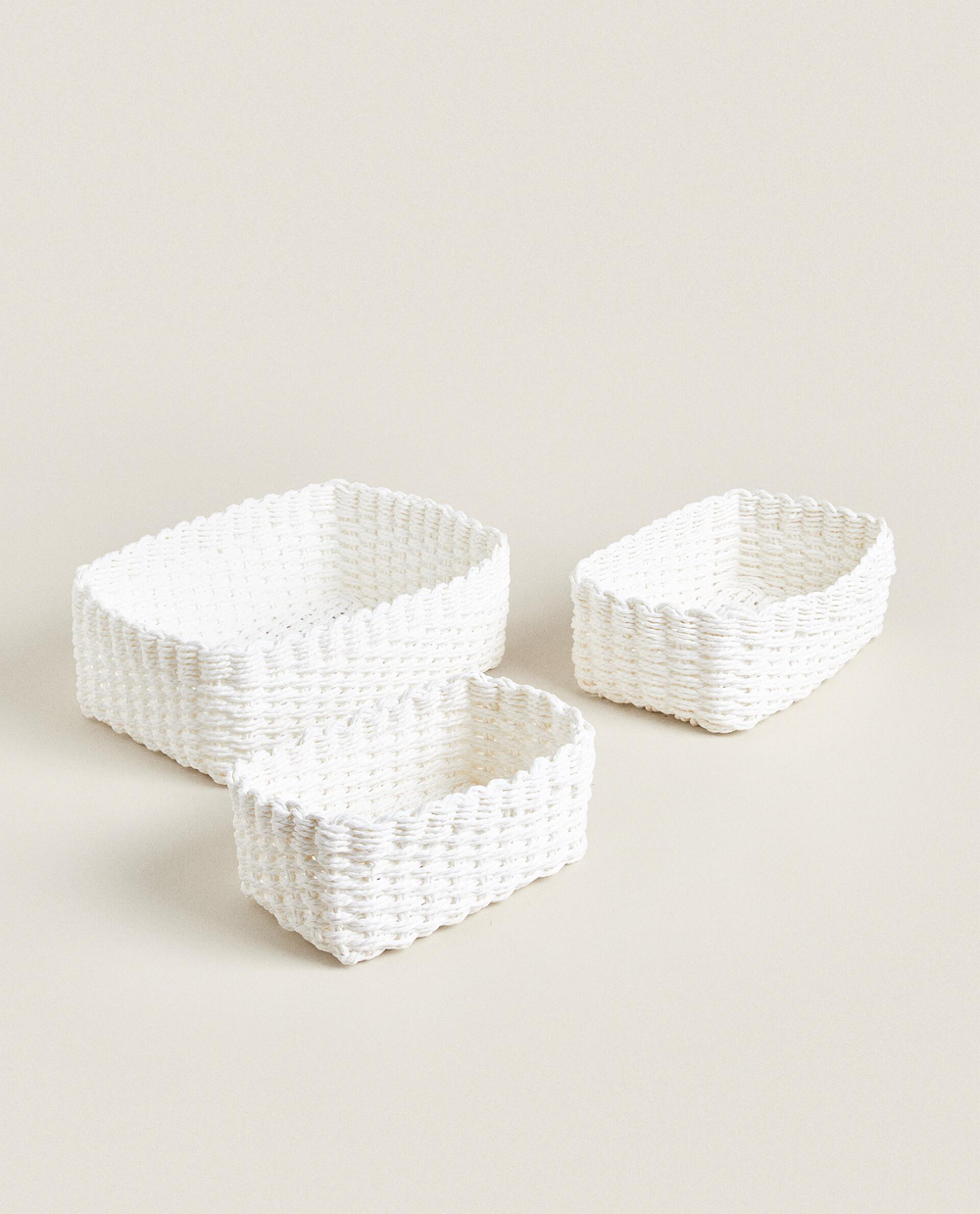Zara Home Корзина из плетёной бумаги, цвет белый, 21 см