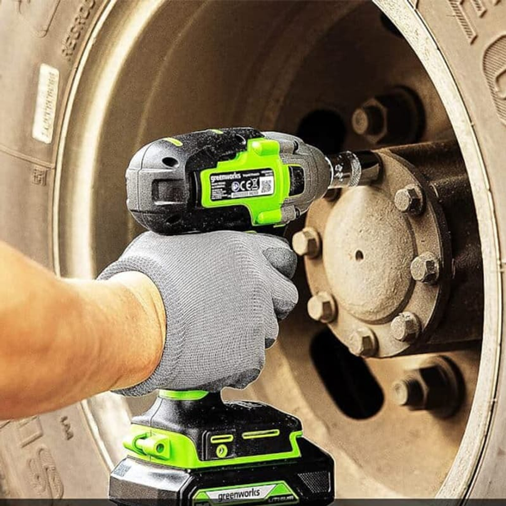 Гайковерт ударный аккумуляторный Greenworks Арт. 3802907, 24V, 400Нм, бесщеточный