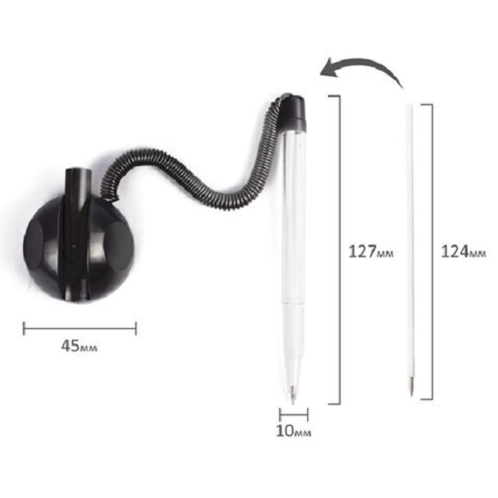 Ручка шариковая на подставке с липучкой Brauberg Стенд-Пен, синяя, 0.5мм, корпус чёрный