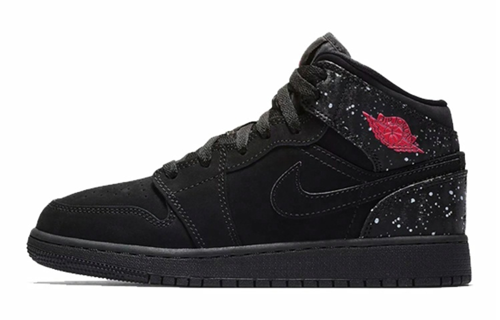 Кроссовки Jordan Air Jordan 1 Mid Black Rush Pink White Splatter (Женская размерная сетка)