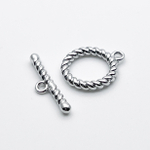 Замок-тоггл, цвет серебро (родий), размер 15*12 мм, цена за 1 шт