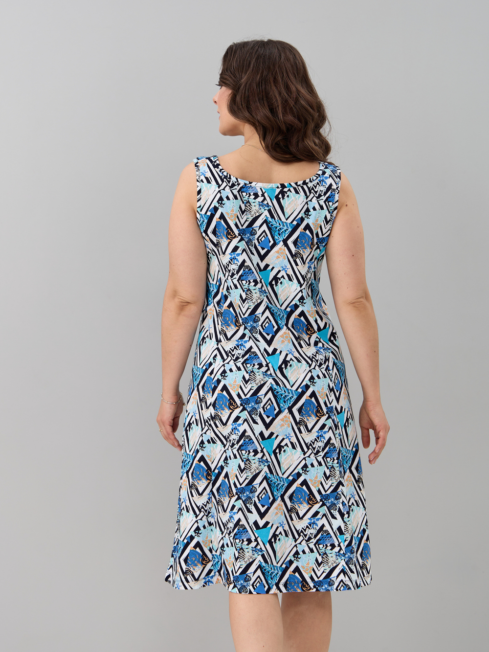 Платье П-012/треугольники-голубые