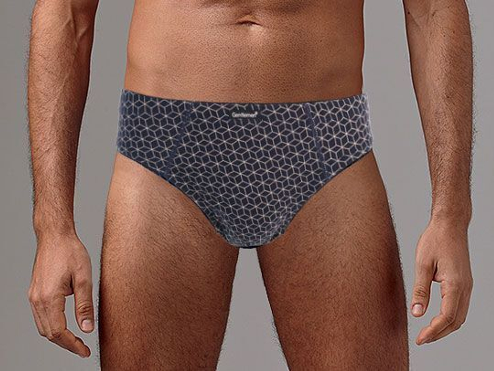 Мужские трусы-слипы с геометрическим рисунком (Размер: L) (Цвет: темно-синий)