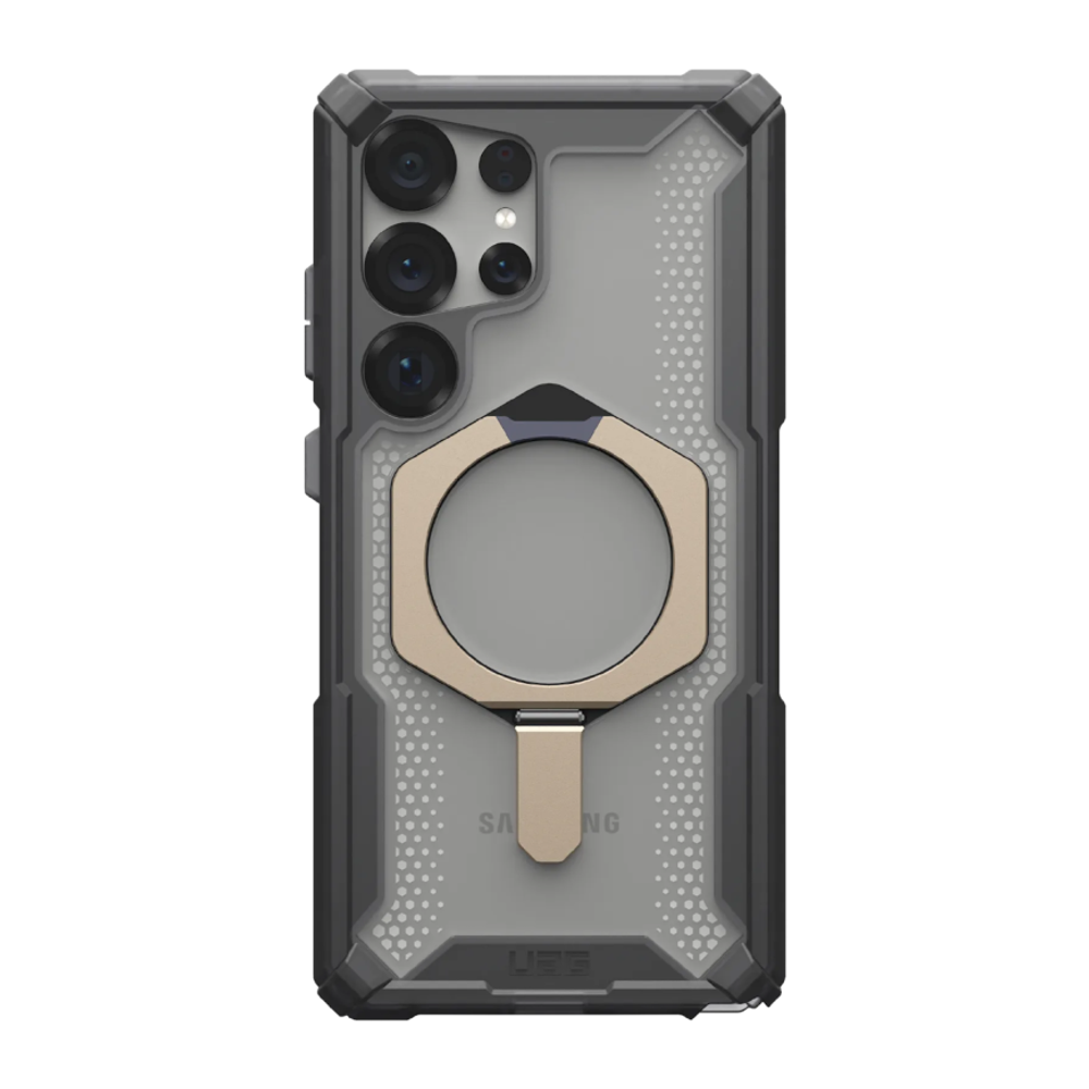 Защитный прозрачный чехол MagSafe с подставкой UAG Plasma XTE для Samsung Galaxy S25 Ultra Полупрозрачный композитный гибридный чехол со встроенной подставкой и высоким уровнем защиты при падении