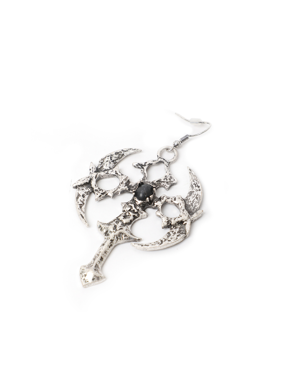 Серьги Oxdized Silver Sigil Cross Drop Earrings