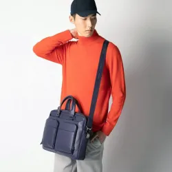 Сумка мужская Piquadro Black Square из натуральной кожи синяя (CA2849B3/BLU4) 11