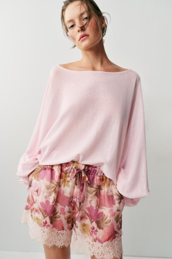ZARA ШОРТЫ С ЦВЕТОЧНЫМ ПРИНТОМ И КРУЖЕВОМ, С ПРИНТОМ