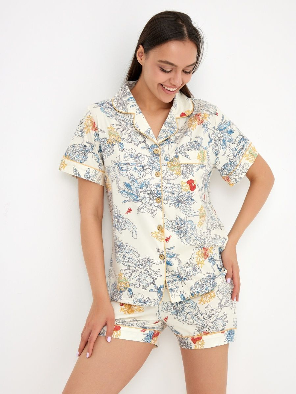 Пижама шорты+рубашка к/р 2328(до 2xl)