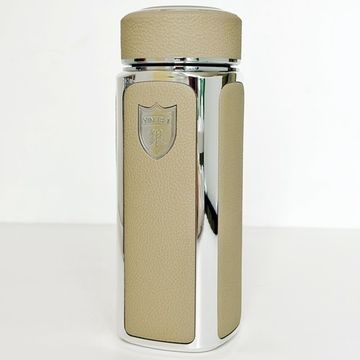 Термос премиум, кожа бежевый, 360 мл