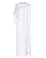 Платье макси из сатина объемное с вышивкой на плечах