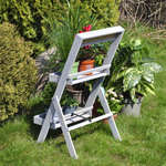 Подставка для цветов и декора напольная 2 полки из массива сосны Флорэль, деревянная этажерка для цветов на подоконник в стиле рустик, серая