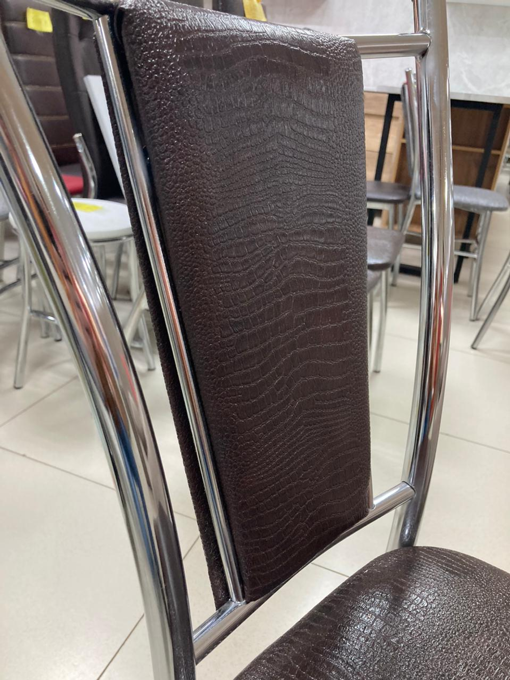 Стул Марсель каркас хром основание экокожа шоколад крокодил