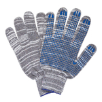 Перчатки хлопчатобумажные, КОМПЛЕКТ 5 ПАР, 10 класс, 50-52 г, 133 текс, ПВХ-точка, LAIMA ЛЮКС 2, СЕРЫЕ