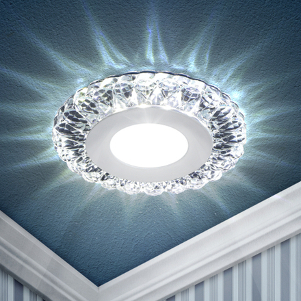 Светильник встраиваемый cо светодиодной подсветкой ЭРА DK LED 16 SL/WH 6Вт круглый прозрачный/белый