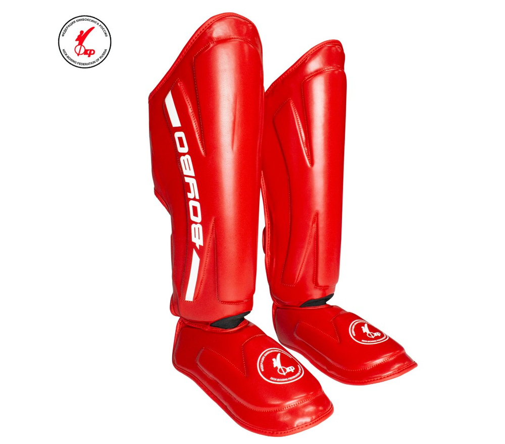 Защита голени и стопы BoyBo KNOCK OUT, IK-34 (одобрено ФКР), красный