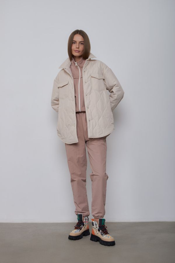 Куртка-рубашка стёганая AW015 ванильная - фото 1