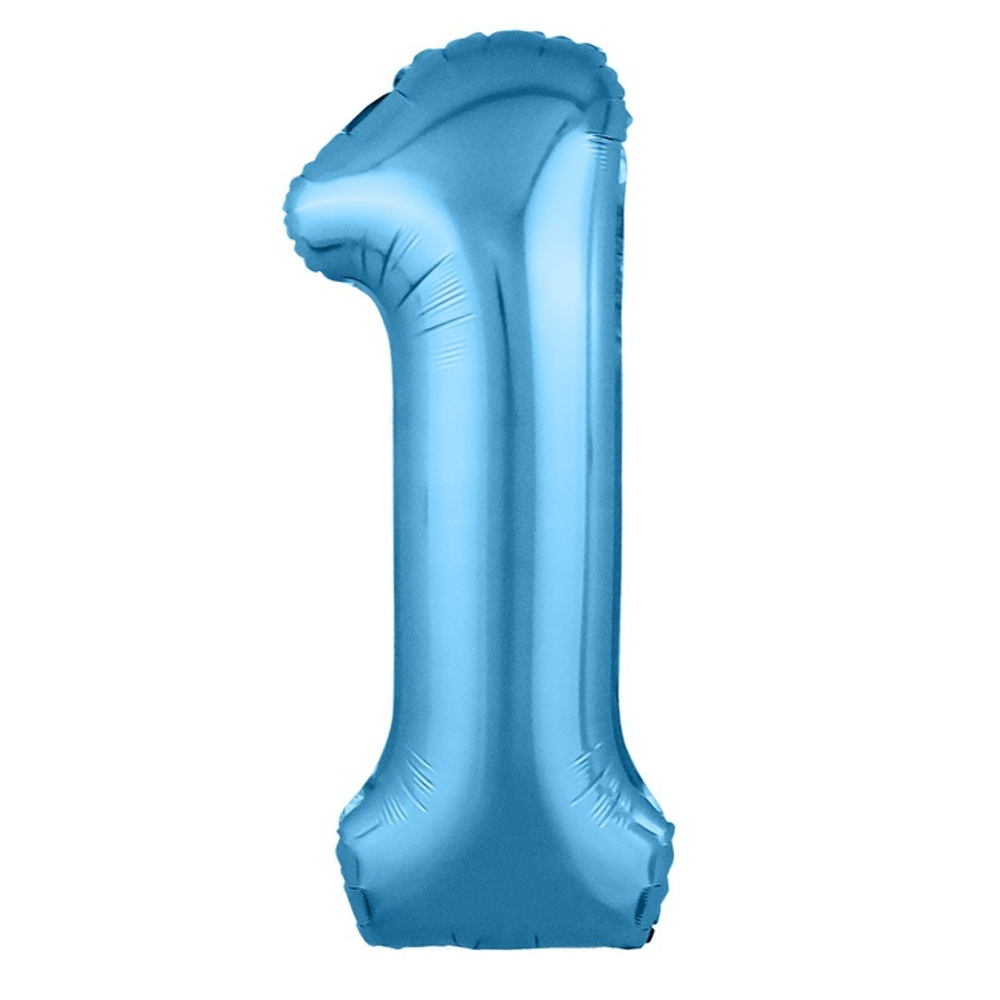 Шар ЦИФРА 1 Металлик Cool Blue 40" 102 см