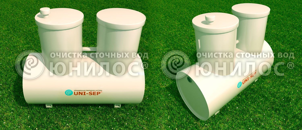 Станция биологической очистки Юнилос UNI-SEP 1/ 1000 л. в сутки / 5 чел. / компрессорная аэрация (2000x1020x1750см;) - арт.560601