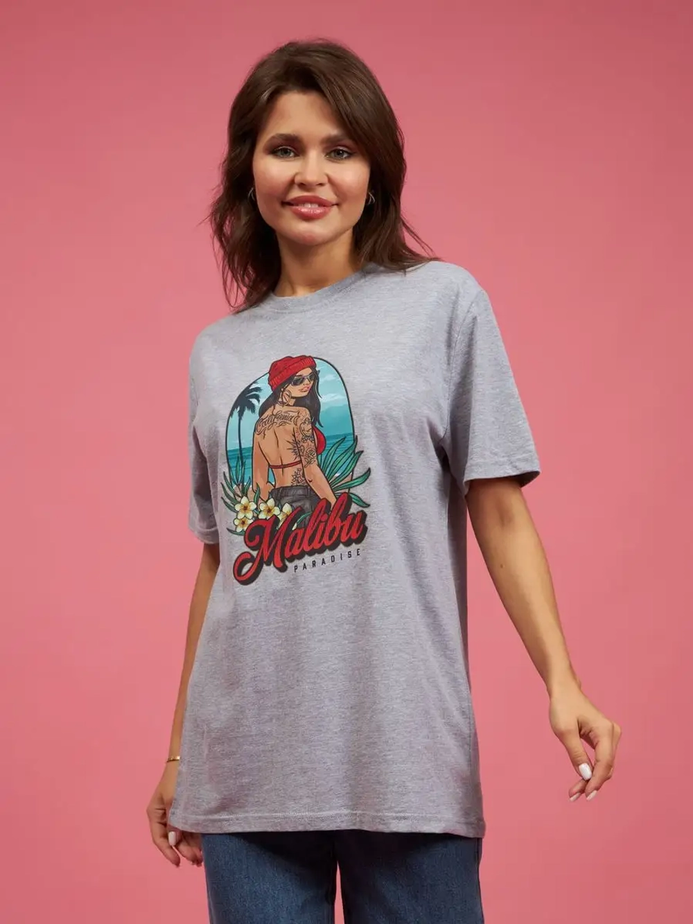 Футболка оверсайз женская мужская с принтом Малибу