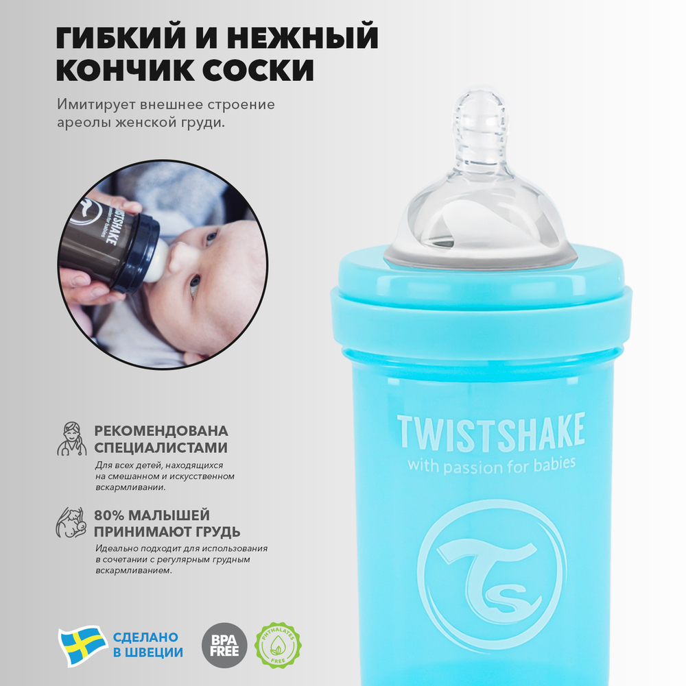 Антиколиковая бутылочка Twistshake для кормления 260 мл_2