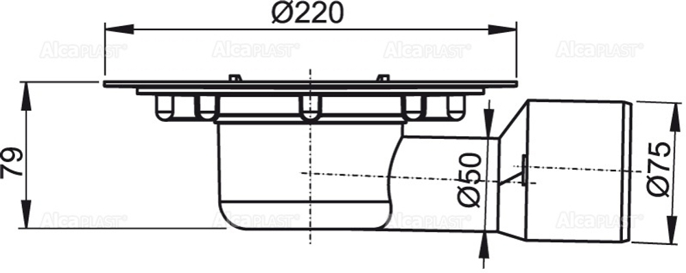 Сливной трап ?50/75, подводка – боковая AlcaPlast APV3000