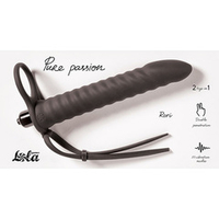 Черная вибронасадка 17см для двойного проникновения Lola Games Pure Passion Rori Black 1205-01lola