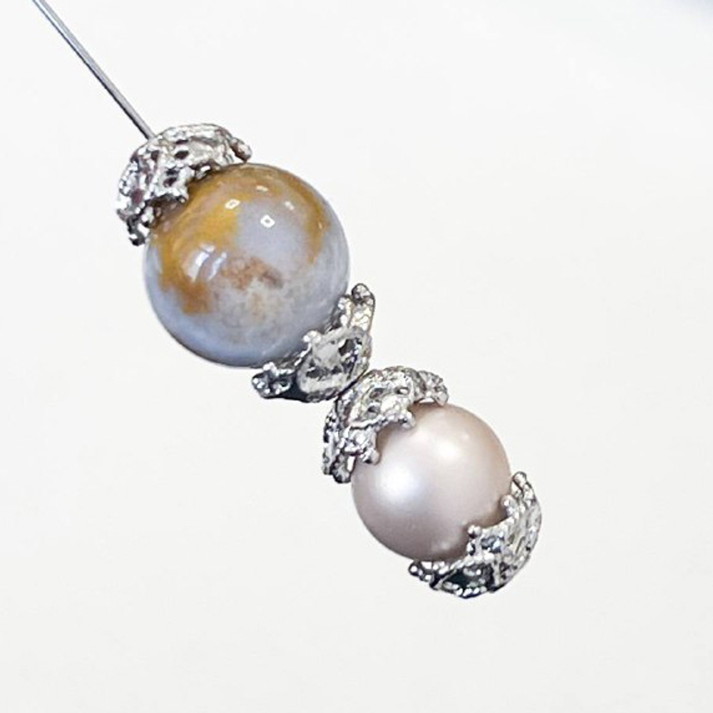 Шапочка, цвет серебро (родий), размер 7*3 мм, цена за 1 шт