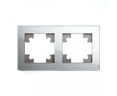 Рамка 2-местная, СТЕКЛО ГЛЯНЕЦ, серия Катрин, GFR00-7002-03, серебро, STEKKER 39532