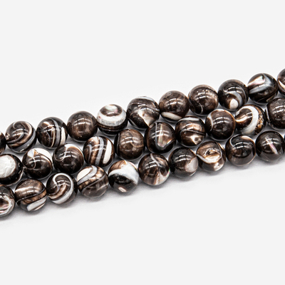 пр6-ш Перламутр шар гладкий 6мм, шоколадный, нить 19см