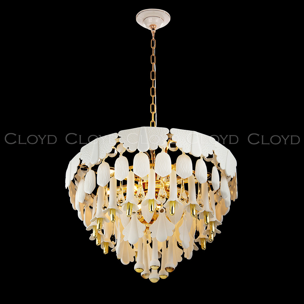Люстра Cloyd PLINSE C12 / Ø61 см - керамика - золото (арт.11456)
