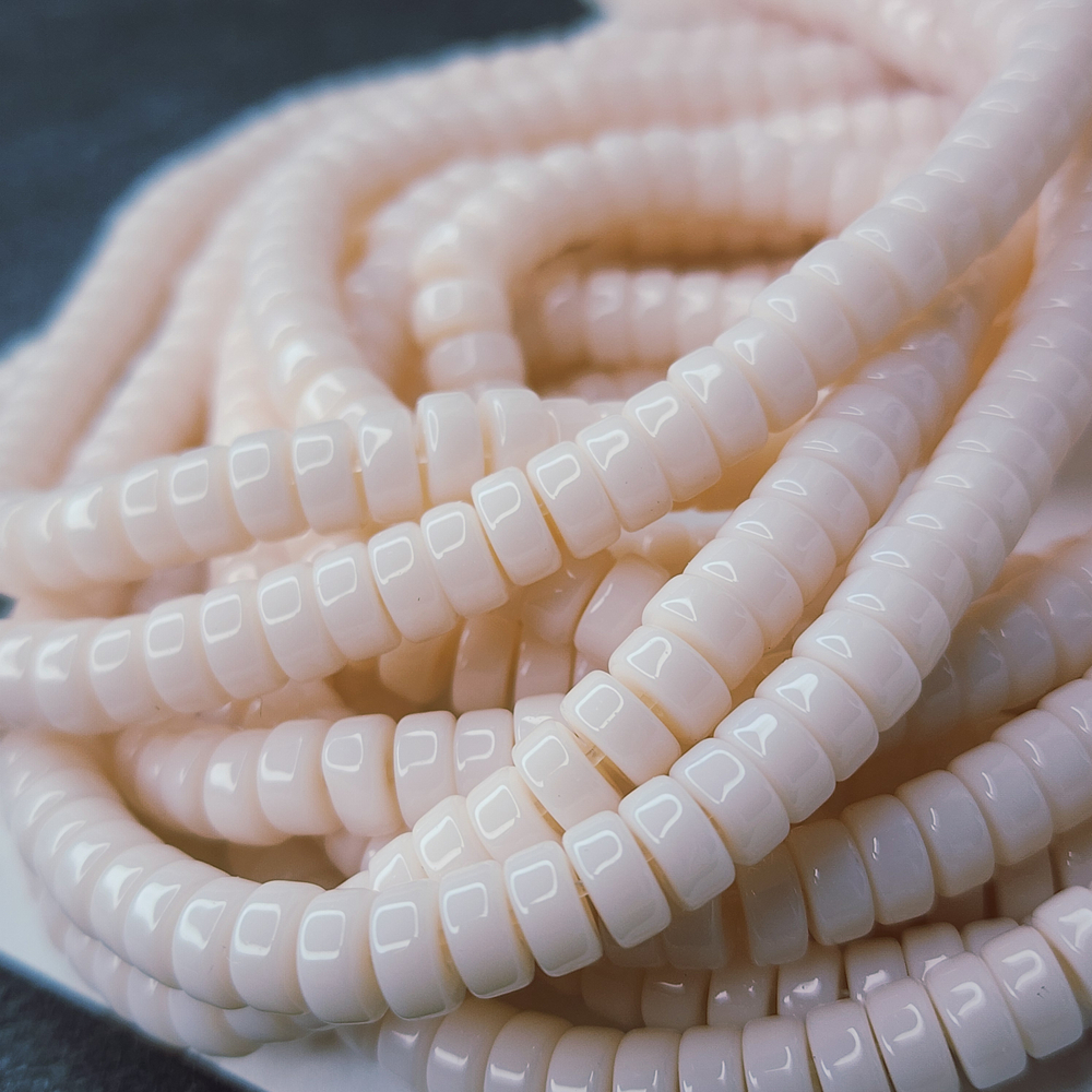 Бусины шайбы, рондель, розовый, лэмпворк, стекло, р-р 6мм, цена за набор 10 шт