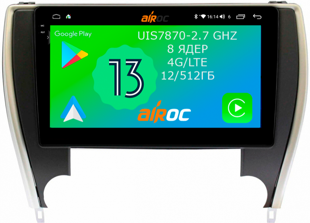 Магнитола для Toyota Camry 2014-2018 (USA) - Airoc 2K AU-1117U Android 13, TS20, 12/512Гб, SIM-слот