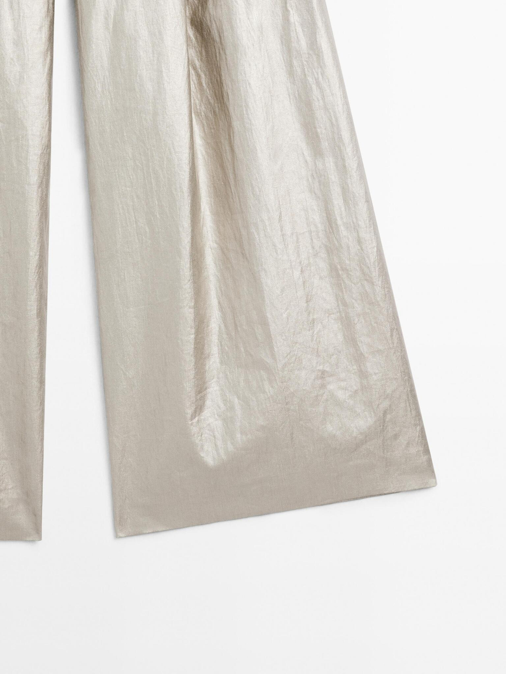 Massimo Dutti Металлизированные брюки из льняной смеси - STUDIO, серебряный