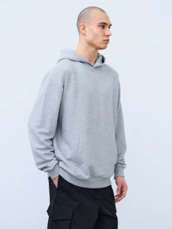 Худи оверсайз без начеса (серый меланж)