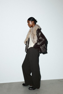 ZARA БРЮКИ С ЗАЩИПАМИ, ШОКОЛАДНО-КОРИЧНЕВЫЙ