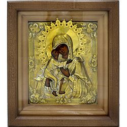 Феодоровская икона Божией Матери старинная писанная в окладе.