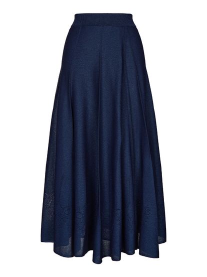 Женская юбка темно-синего цвета из вискозы - фото 1