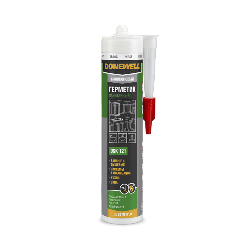 Герметик силиконовый санитарный Белый, 260мл, Donewell DSK 121, 206877