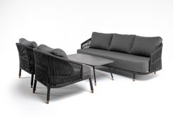 "Верона" лаунж-зона 5-местная плетеная из роупа (веревки), каркас алюминиевый темно-серый, роуп темно-серый