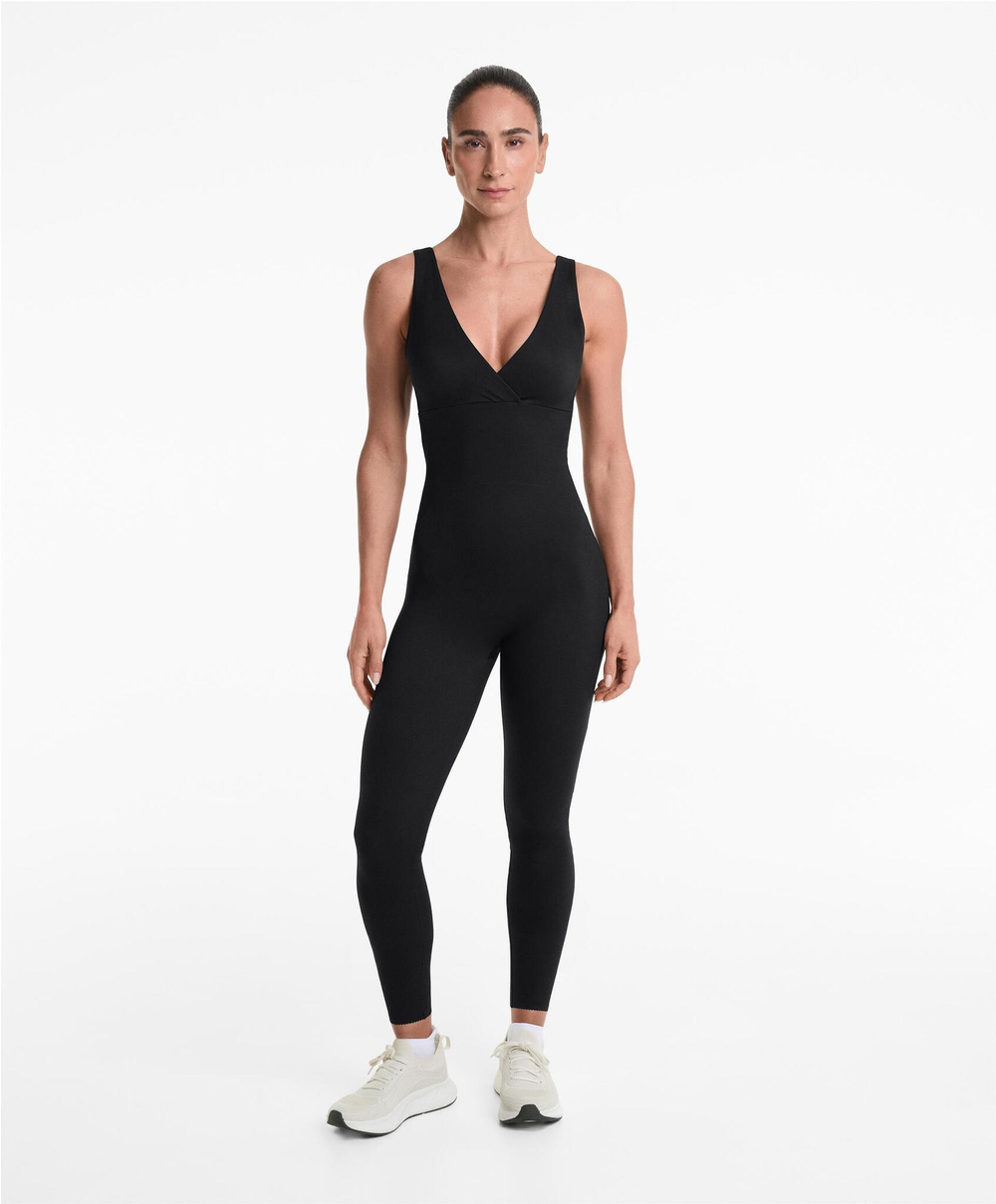 Oysho Длинный комбинезон Extra Compressive, черный