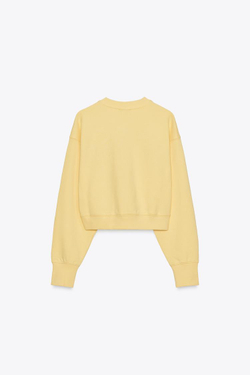 ZARA ТОЛСТОВКА ИЗ ФЛИСА С ВЫШИТОЙ НАДПИСЬЮ, ЖЕЛТЫЙ