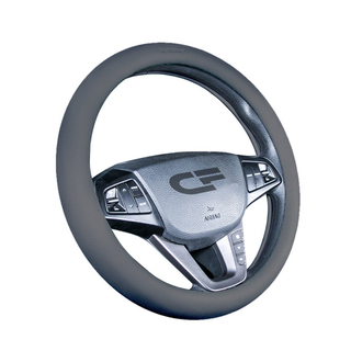 Оплетка на руль круглая CarFashion -М- «PLATINUM» 31444 - Экокожа - темно-серый гладкая
