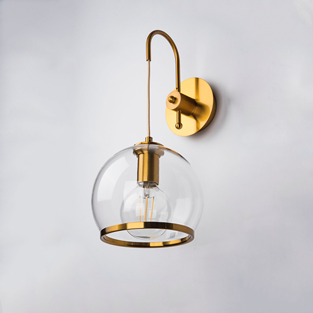 729611 Бра SFERICO 1х40W E27 ЛАТУНЬ/ПРОЗРАЧНЫЙ