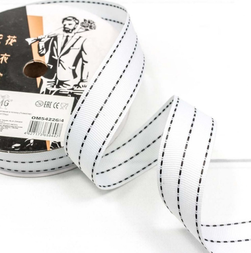 Лента Полиэстер в пунктирную полоску Белая