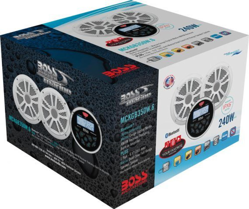Морская, влагозащищенная, аудиосистема Boss Audio MCKGB350W.6, 180 Вт
